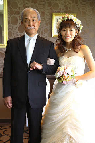 ブライダル写真 撮影場所 横浜 結婚式場 新婦、新婦父