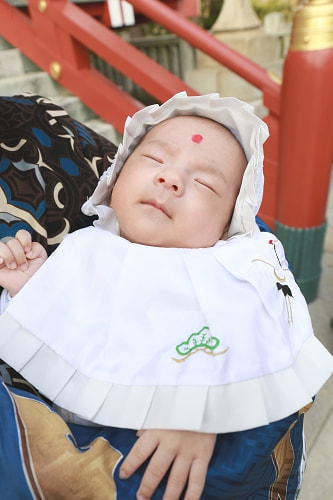 お宮参り写真 撮影場所 多摩川浅間神社 お宮参り着物着付け、お宮参り着物着付け、朱印