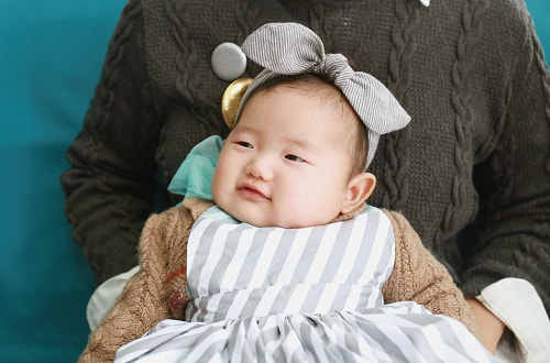 お食い初め写真 撮影場所 自宅(横浜市港北区) 赤ちゃん、かわいい表情