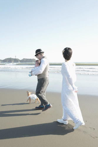ブライダル(エンゲージメントフォト)写真 撮影場所 海(湘南) 鵠沼海岸、冬