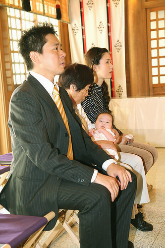 お宮参り写真 自宅 新田神社 新田神社、ご祈祷