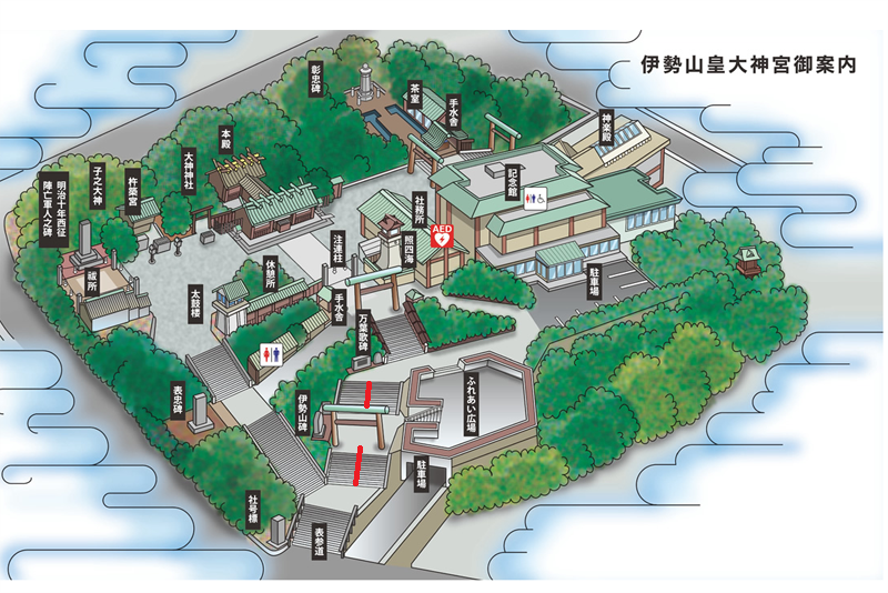 伊勢山皇大神宮の撮影スポット 鳥居と階段